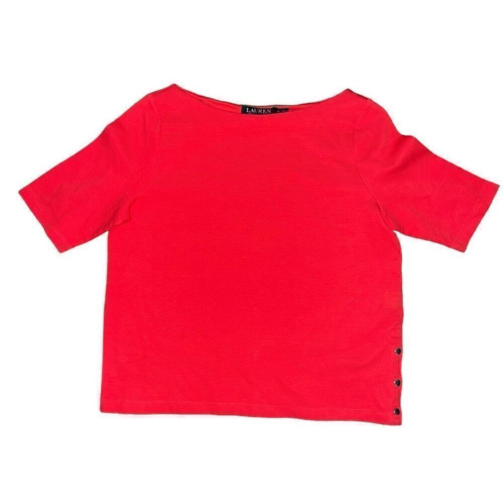 LAUREN RALPH LAUREN Red Textured 3/4 Sleeve Blouse Size M